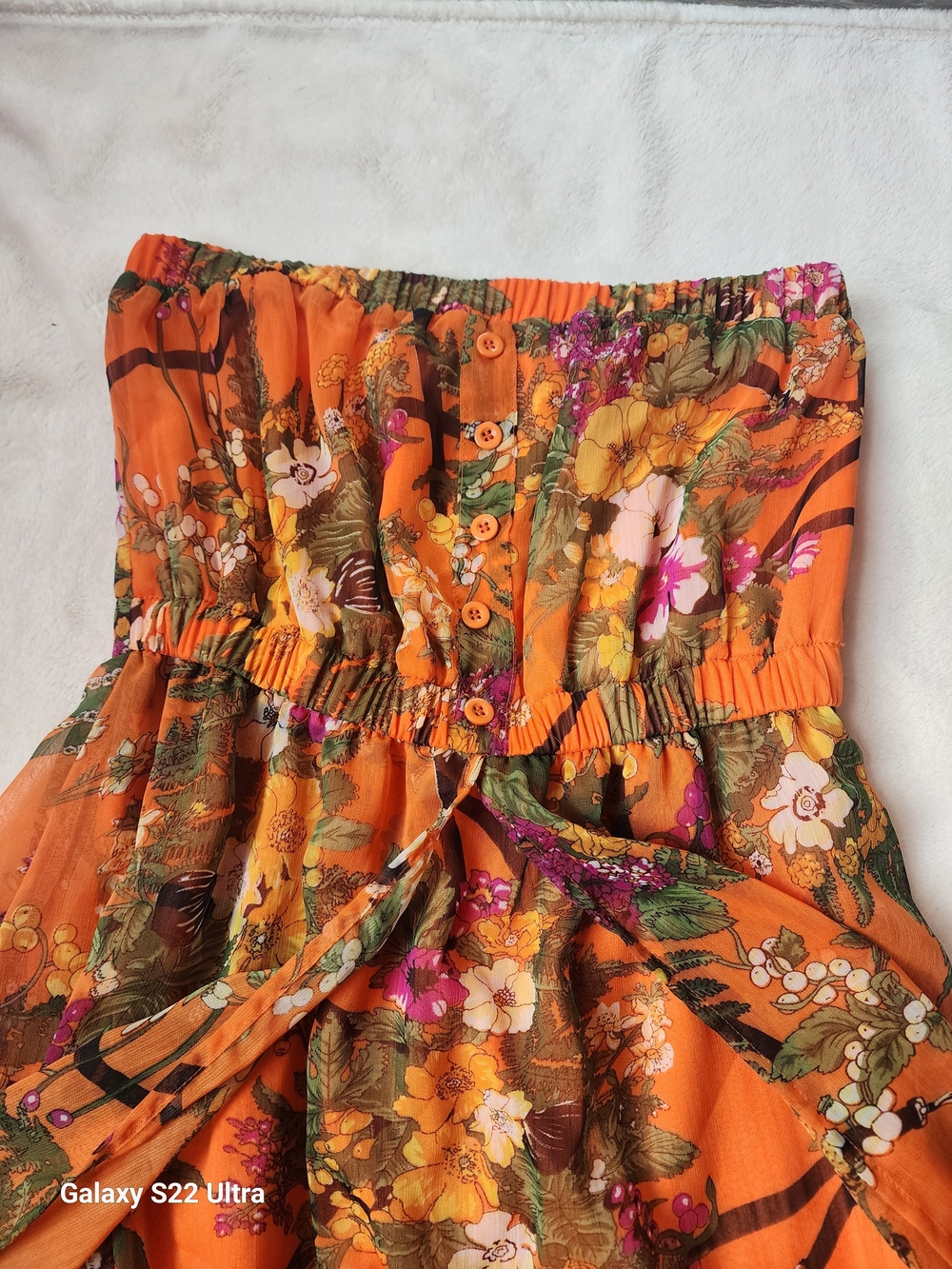 Sleeveless Vibrant Tropical Split Front Maxidress with Miniskirt Underlayer M - Picture 6 of 7